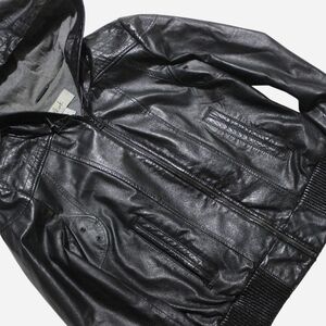 Womens Hooded Blink Zip-up Leather Jacket